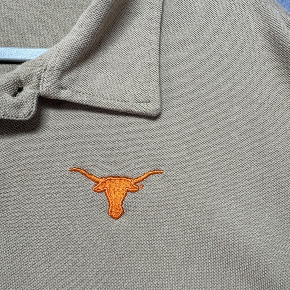 Mens Tan Texas Longhorn Polo Shirt XL Cotton Polyester Blue Generation - Picture 3 of 7